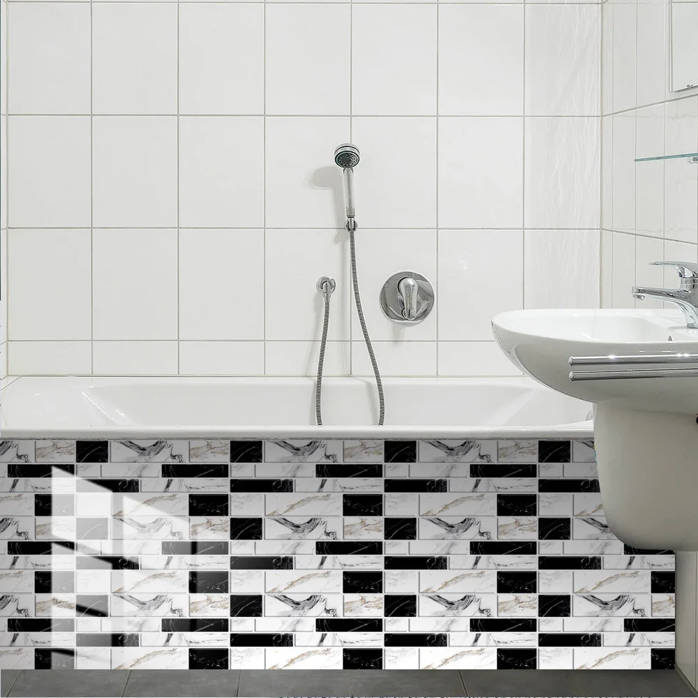 10x20cm tile stickers crystal bright film kitchen bathroom waterproof wallpaper 12 pcs decoration diy self adhesive stickers free global shipping