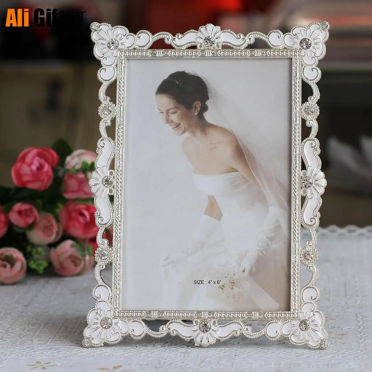 Лидер продаж Новейшая металлическая рамка с бриллиантами свадебный подарок