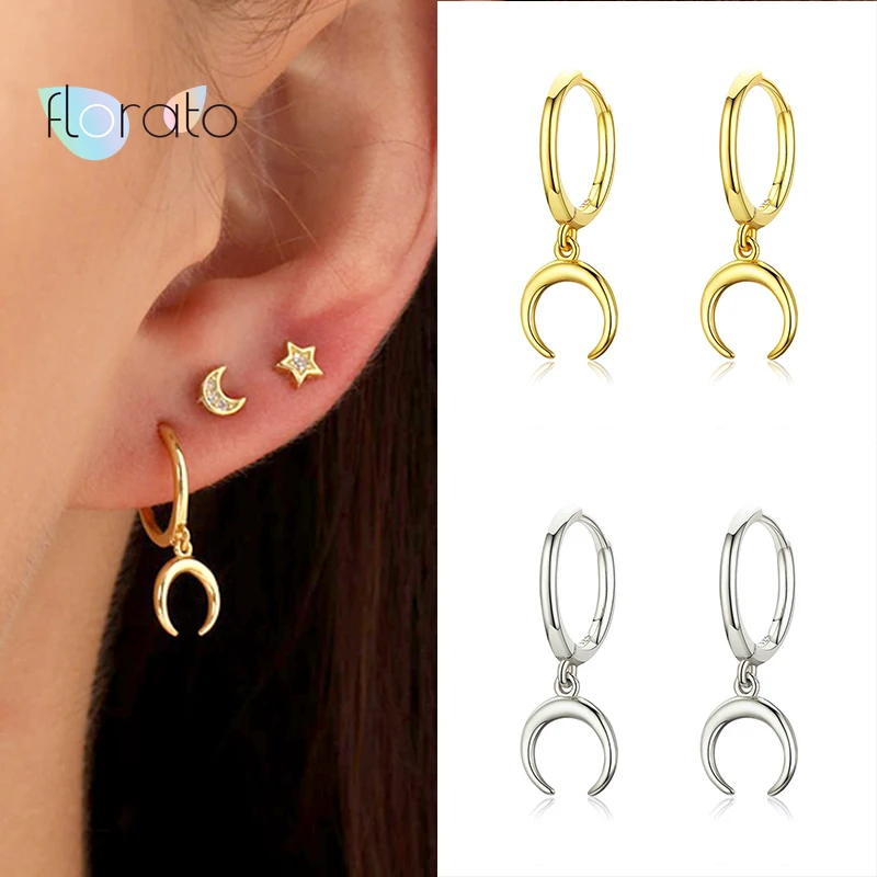 

925 Sterling Silver Ear Buckle Geometry CZ Hoop Earrings Gold Silver Color Small Huggie Earrings For Women Jewelry Gift Pendants