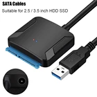 USB 3,0 SATA кабель 45 см, конвертер штекер в 2,53,5 дюйма HDDSSD-накопитель, проводной адаптер, USB кабель для преобразования кабелей