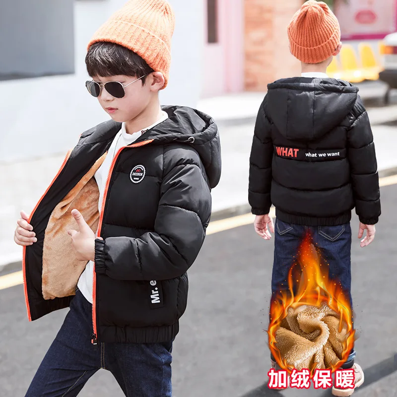 Куртка для маленьких мальчиков на осень и зиму теплая парка с капюшоном