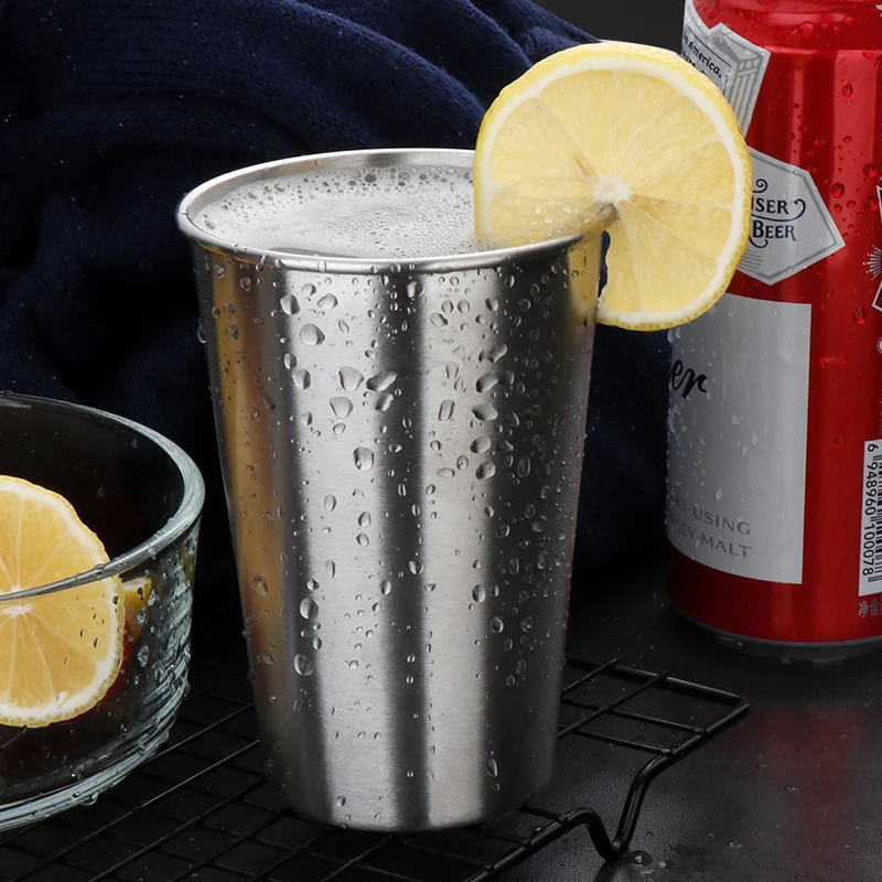 2 шт. чашки из нержавеющей стали пивные кружки большие металлические объемом в