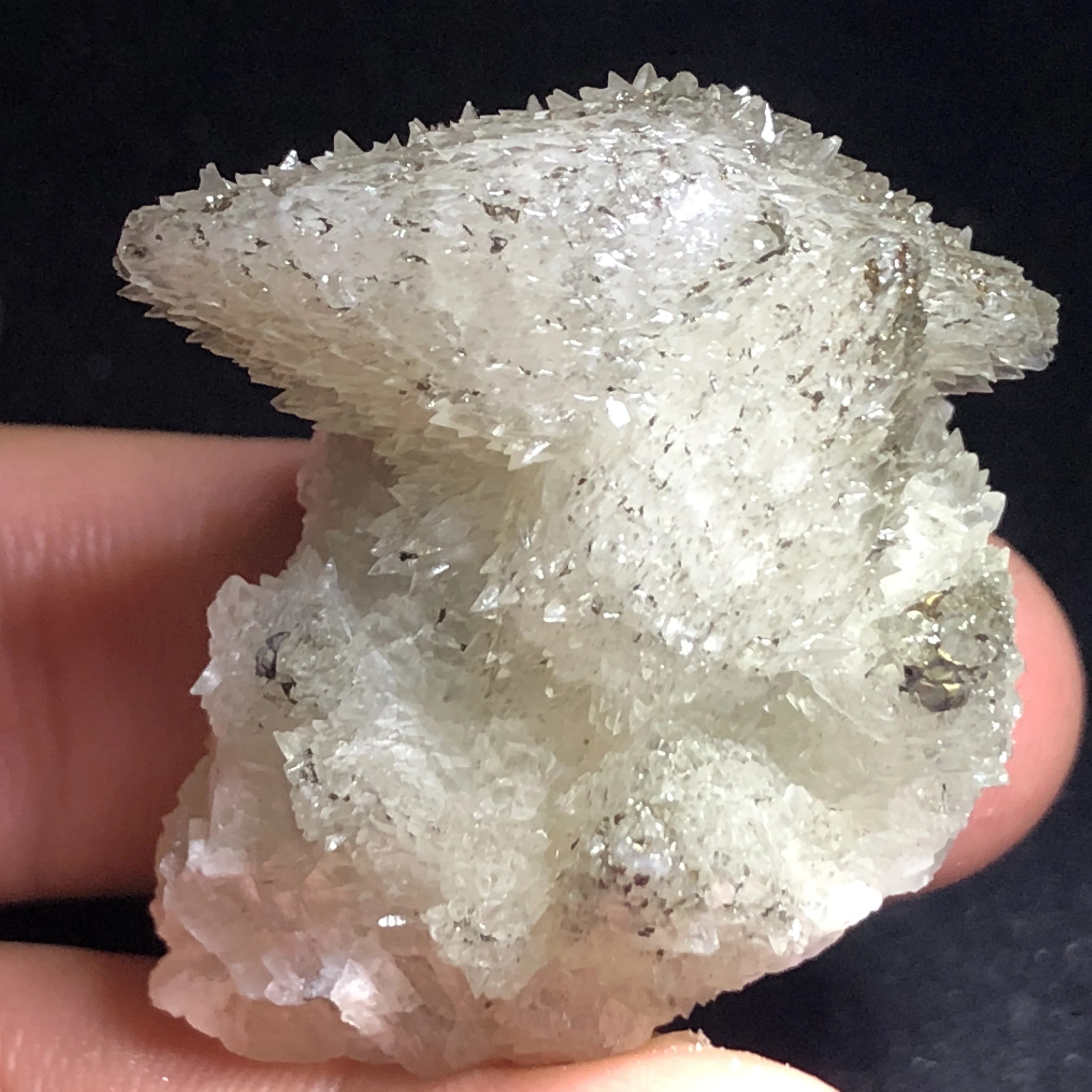 

38.6gRare natural hedgehog pyrite calcite crystal quartz symbiotic aura healing energy mineral specimen