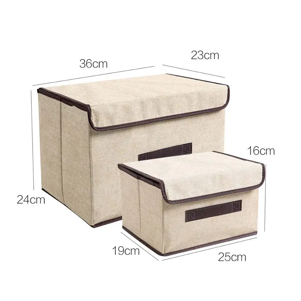 

2PCS/Set Non-woven Folding Storage Baskets Containers Bins With Cover Wardrobe Clothes Organizer Cloth Child Toys Storage Box
