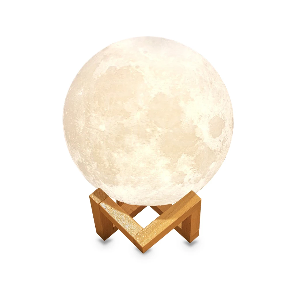 

15cm/5.9in Moon Night Light 3D Printed Moon Globe Lamp 2 Colors Glowing Moon Lamp With Stand Dimmable Touch Control USB Charging
