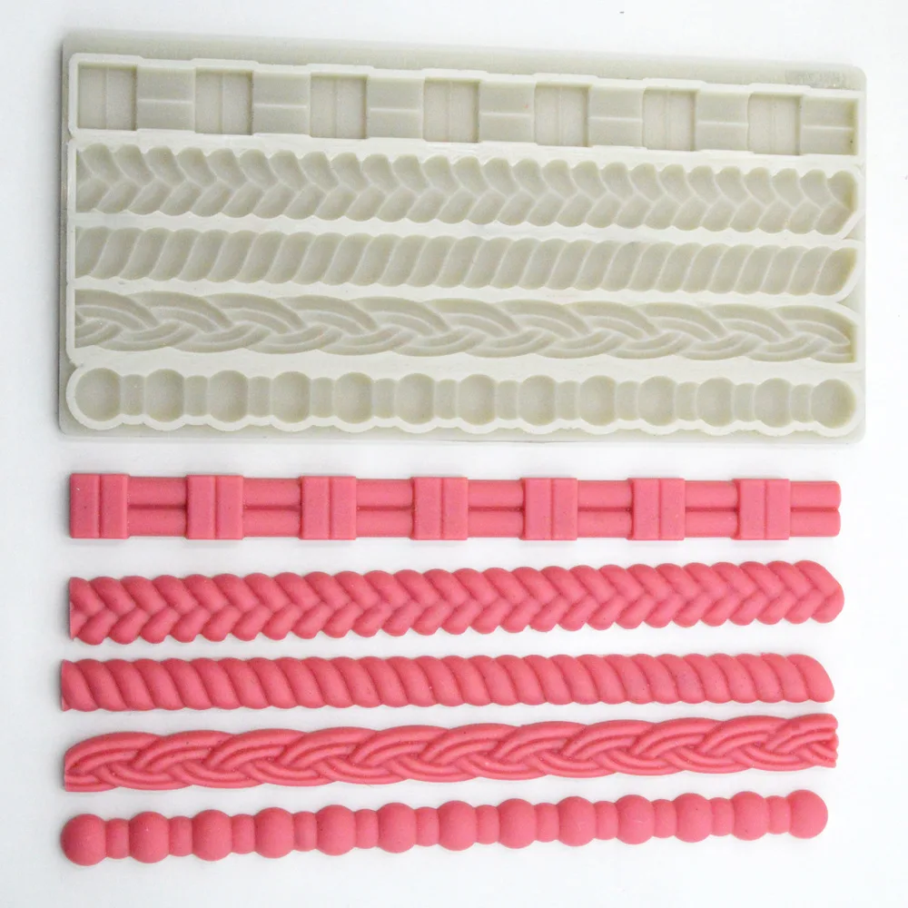 New Woven Belt Pearl Chain Chocolate Silicone Mold Fondant Cake Edge Baking Tools Decorating | Дом и сад