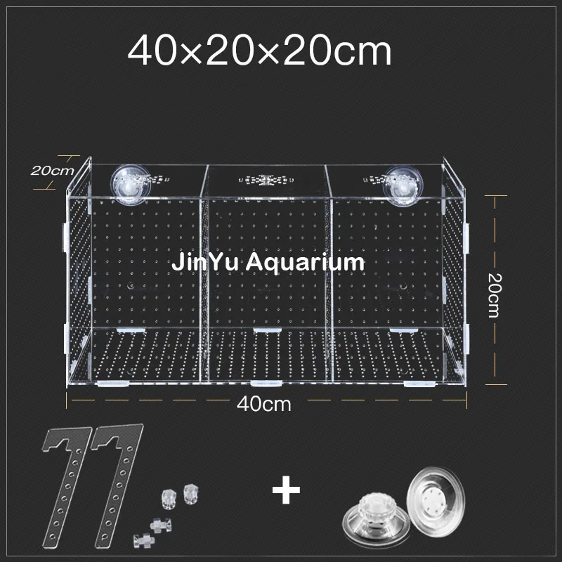 40x20x20cm 3 rooms Guppy baby sick fish отдельная коробка аквариумная рыбка закрывающаяся коробка инкубатория изолированный защитный отдельный блок arcylic аквариум - Цвет: 40x20x20cm 3 rooms