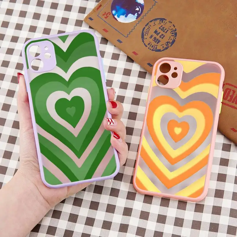 

Pink Heart Circle Latte Love Coffee art Phone Case matte transparent For iphone 7 8 11 12 13 plus mini x xs xr pro max cover