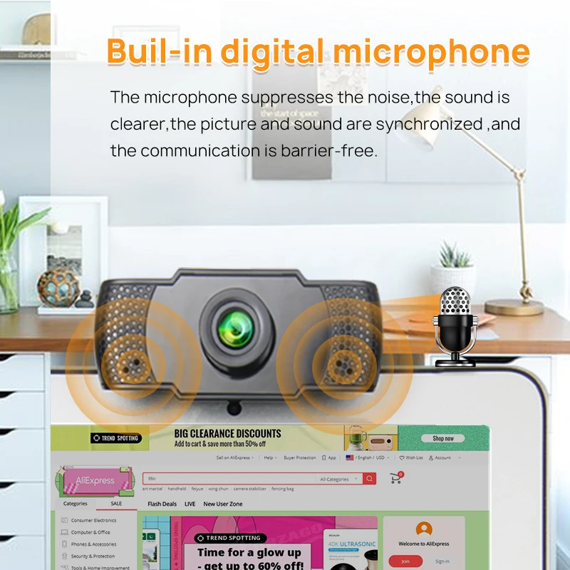 Веб камера HD 1080P для компьютера веб ПК с микрофоном вращающиеся камеры прямой
