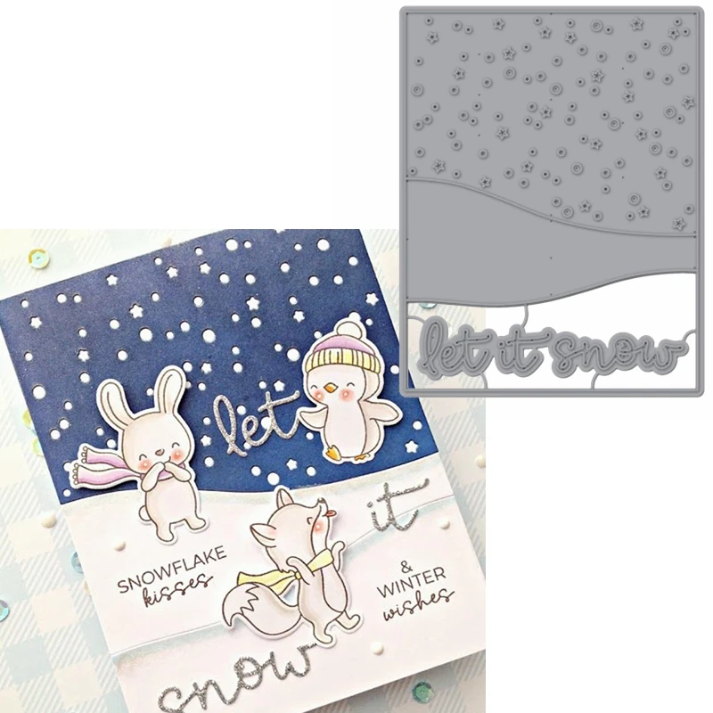 Металлический трафарет Let It Snow Is снежный узор высечка для изготовления открыток
