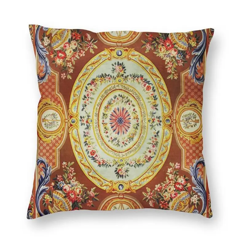 

Vibrant French Aubusson Antique Rug Pillow Case Decoration 3D Two Side Printed Europe Carpet Vintage Cushion Cover for Sofa