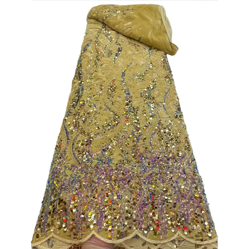 

Роскошные красные бусины ручной работы, Тюлевое кружево, Африканское кружево 2022, высококачественное нигерийское кружево с блестками для свадебного платья