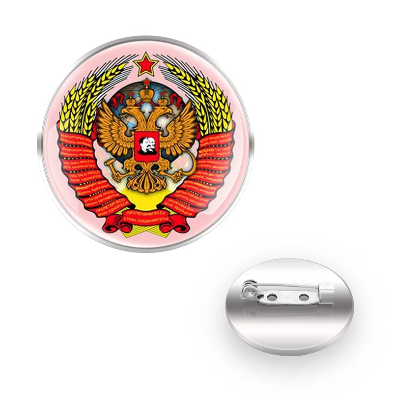 

Vintage Советская эмблема CCCP Design Brooches Collar Pin Glass Convex Dome High Quality Decoration Accessories Glift