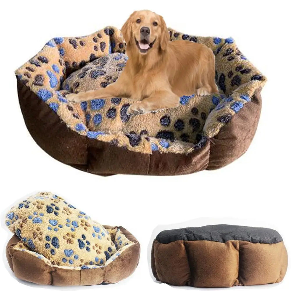 Собачий лап щенок кошка флис теплая кровать домик плюшевый уютное гнездо коврик