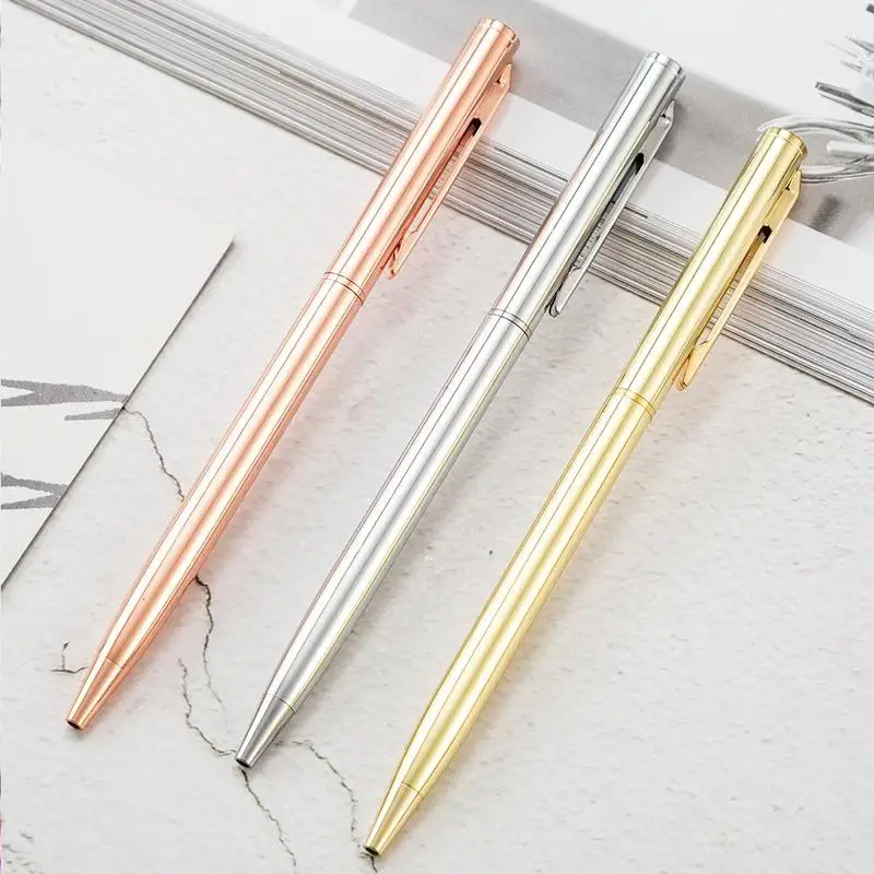 1 шт. шариковая ручка из розового золота нержавеющей стали вращающаяся