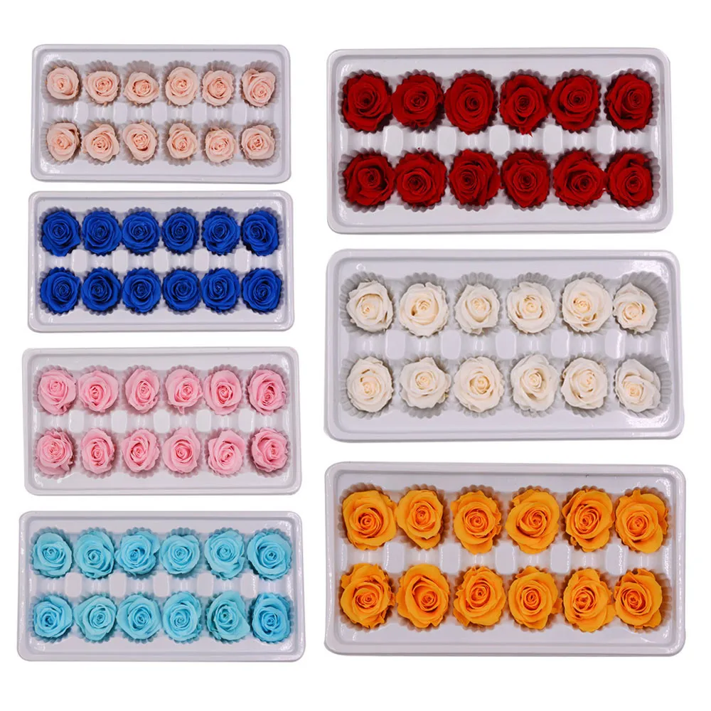 12 цветов в коробке сохраненные цветы неувядающая Роза диаметр 3 4 см подарок на