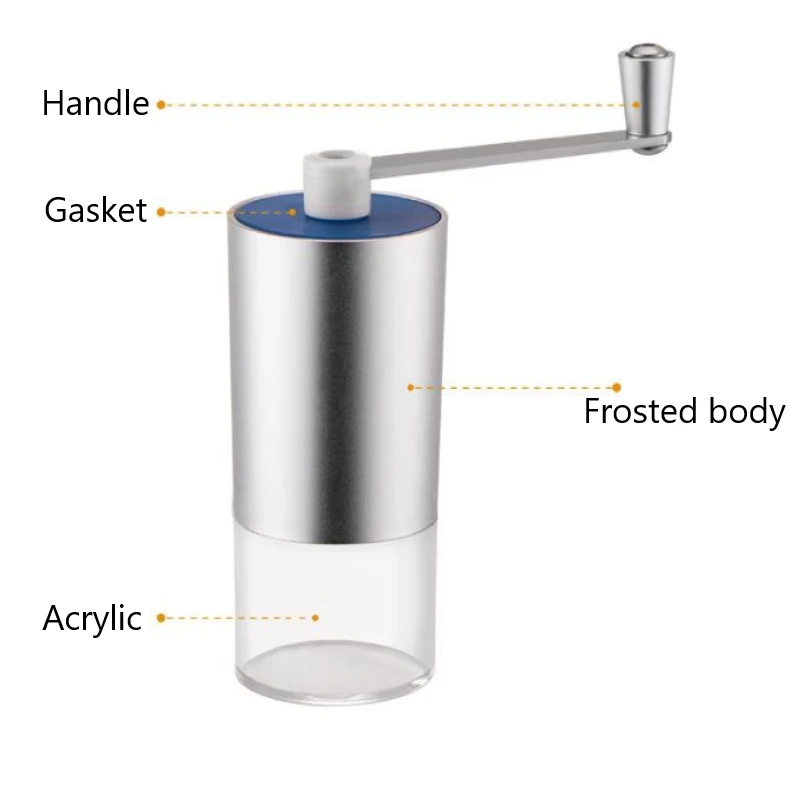 Мини ручная кофемолка Кофеварка акриловая из нержавеющей стали мельница для
