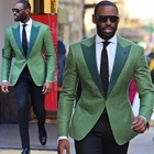 Новый весенний модный темно-зеленый мужской костюм красочный приталенный Блейзер индивидуальный стиль для вечерние Современный стильный мужской смокинг 2 предмета куртка + брюки