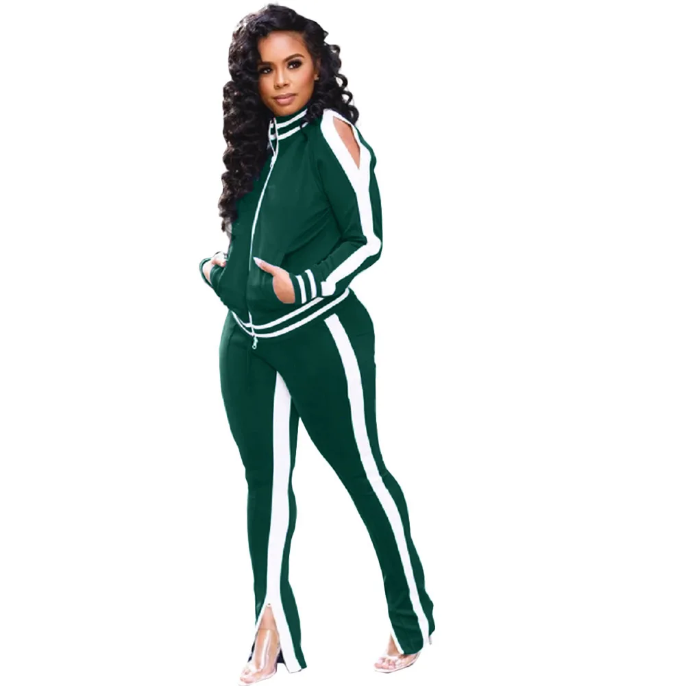 

Women’s Solid Color Two Piece Outfit Long Sleeve Crewneck Pullover Tops And Long Pants Sweatsuits Tracksuits
