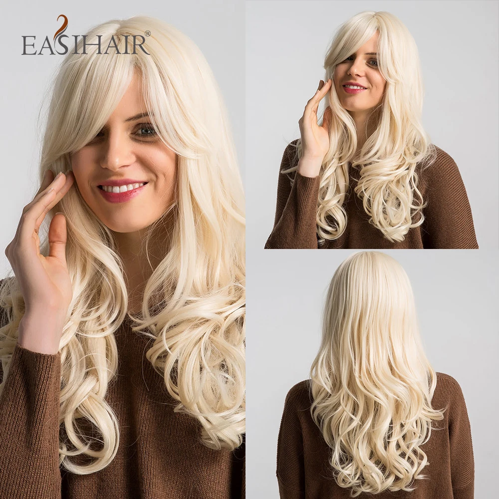 EASIHAIR длинный светильник блонд синтетические парики с челкой натуральные