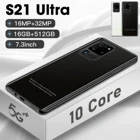 Смартфон глобальная версия S21 Ultra, 16 ГБ + 512 ГБ, Android мобильный телефон 7.3HD, телефон с поддержкой 24 + 48 Мп, 6800 мАч