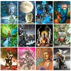 Алмазная 5D картина сделай сам с квадратными стразами, вышивка крестиком Будды, мозаика на религиозную тему, ручная работа, подарок, Декор