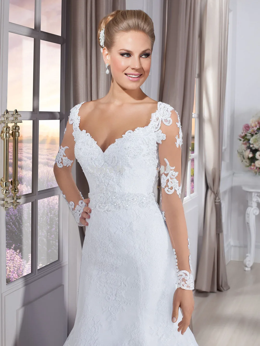 

2018 mermaid long sleeves sweetheart beaded crystal elegant bridal gown vestido de noiva vintage Mother of the Bride Dresses