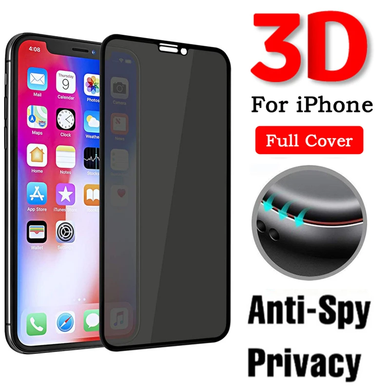 

Антишпионское защитное стекло конфиденциальности для iPhone 11 12 Pro Max 13 mini X XS XR защита экрана на iPhone 8 Plus 7 6S закаленное стекло