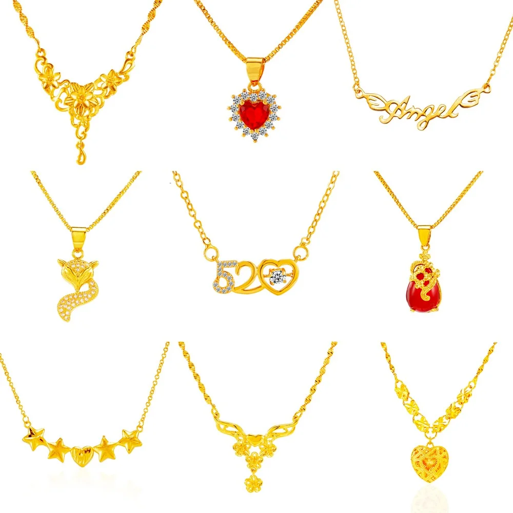 

2020 Fashion aesthetic link Chains Necklaces for women vintage 24K Gold Color Choker pendant wedding Couple neck Collar Jewelry