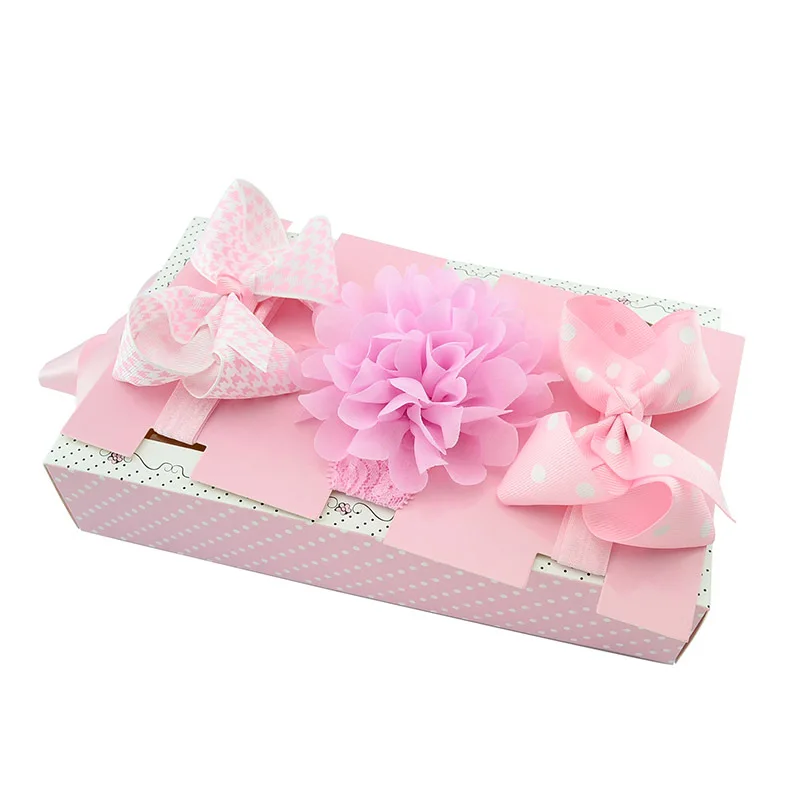 Handmade Princess Girl Boutique Grosgrain Ribbon Bow Elastic Headbands Gift Box Hair Tie Knot Band Kid Accessories | Детская одежда и
