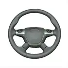 Чехол рулевого колеса автомобиля для Ford Focus 2 (3-спицевой) Focus 3 KUGA Escape, настраиваемая рулевая обертка из микрофибры, кожа, ручной Sewin