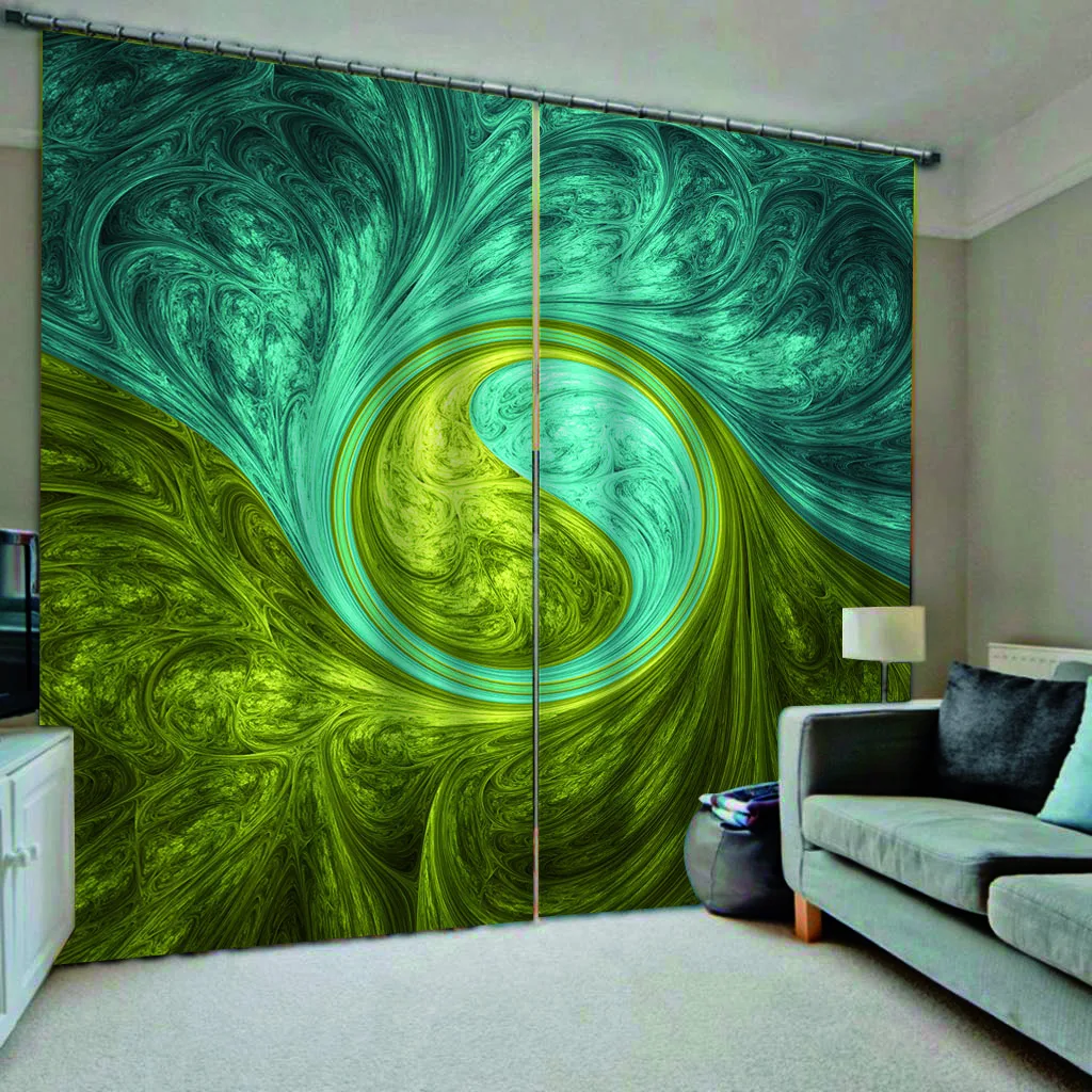 

Custom any size photo green art curtains Bedroom living room windproof thickening blackout fabric