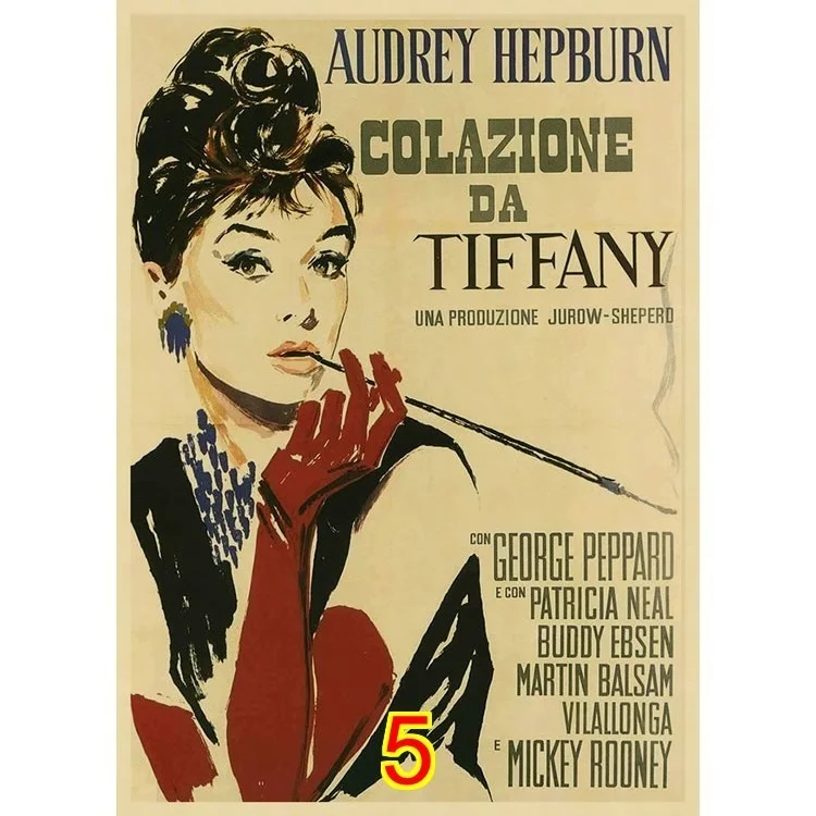 

Breakfast at Tiffany's Audrey Hepburn Posters, kraft paper posters, retro decorative paintings, hanging paintings