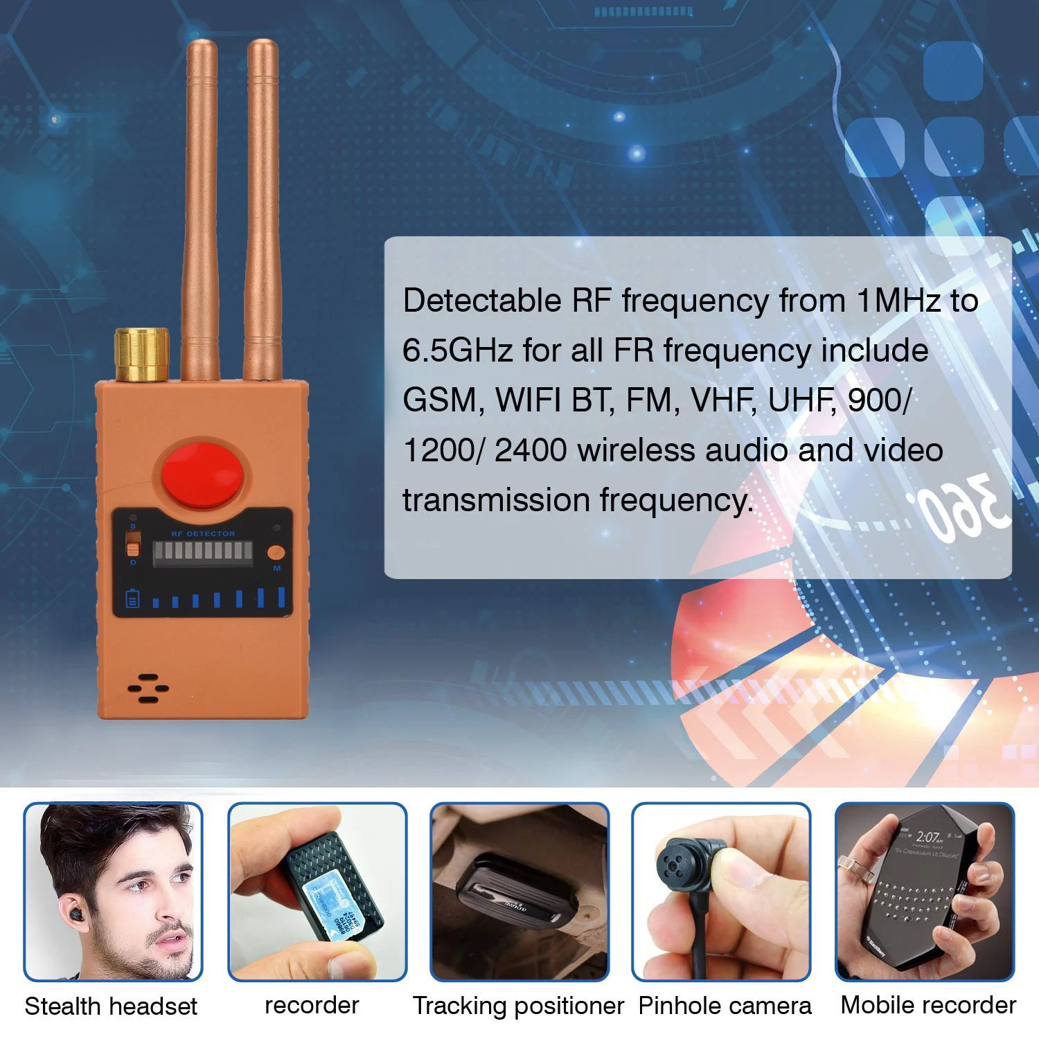 Детектор анти-шпионского сигнала камера детектор GSM аудио обнаружение ошибок
