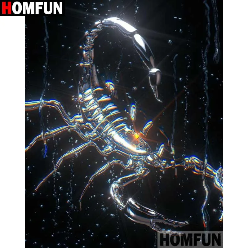 

Алмазная 5D картина HOMFUN «сделай сам», полноразмерная/круглая вышивка крестиком в виде скорпиона, мозаика для домашнего декора, A30104