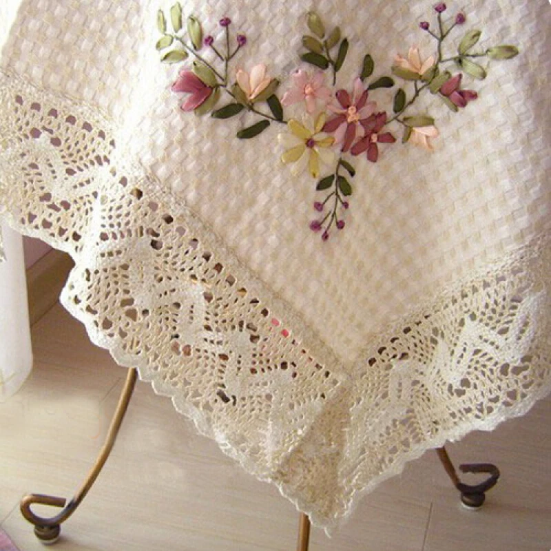 Новое поступление скатерть из ленты с вышивкой для стола круглая квадратная