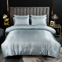 jacquard satin strip bedding set luxury euro duvet cover set single double queen king size 240x220 couple quilt covers