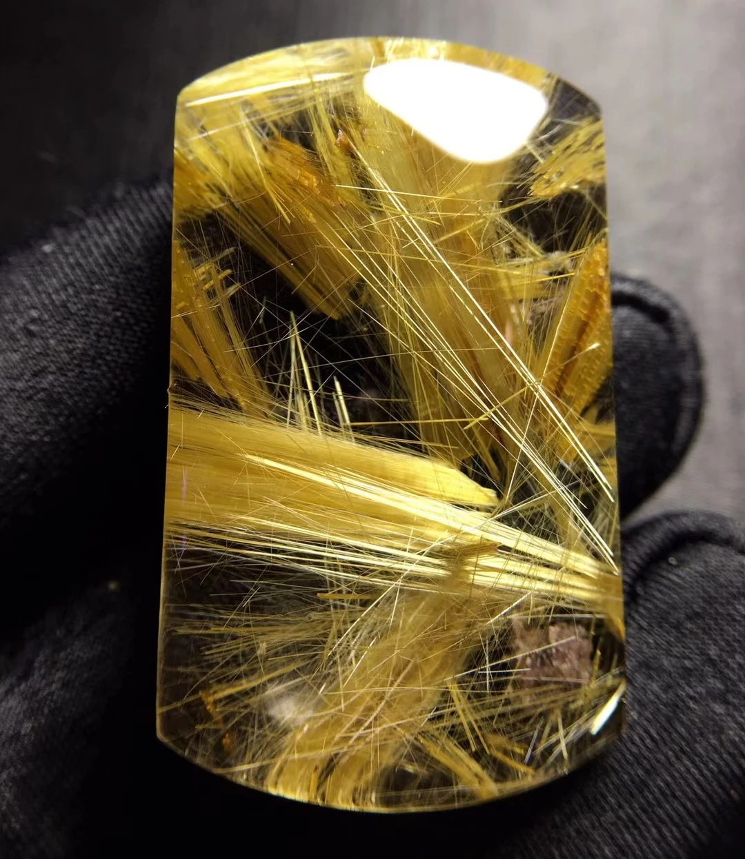 

Genuine Natural Gold Rutilated Quartz Titanium Rectangle Pendant Gemstone 38.5*23.2*10.3mm Crystal necklace AAAAA