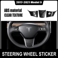 3pcs abs plastic steering wheel patch decoration for 2017 2018 2019 2021 tesla model 3 interior car modified accessories
