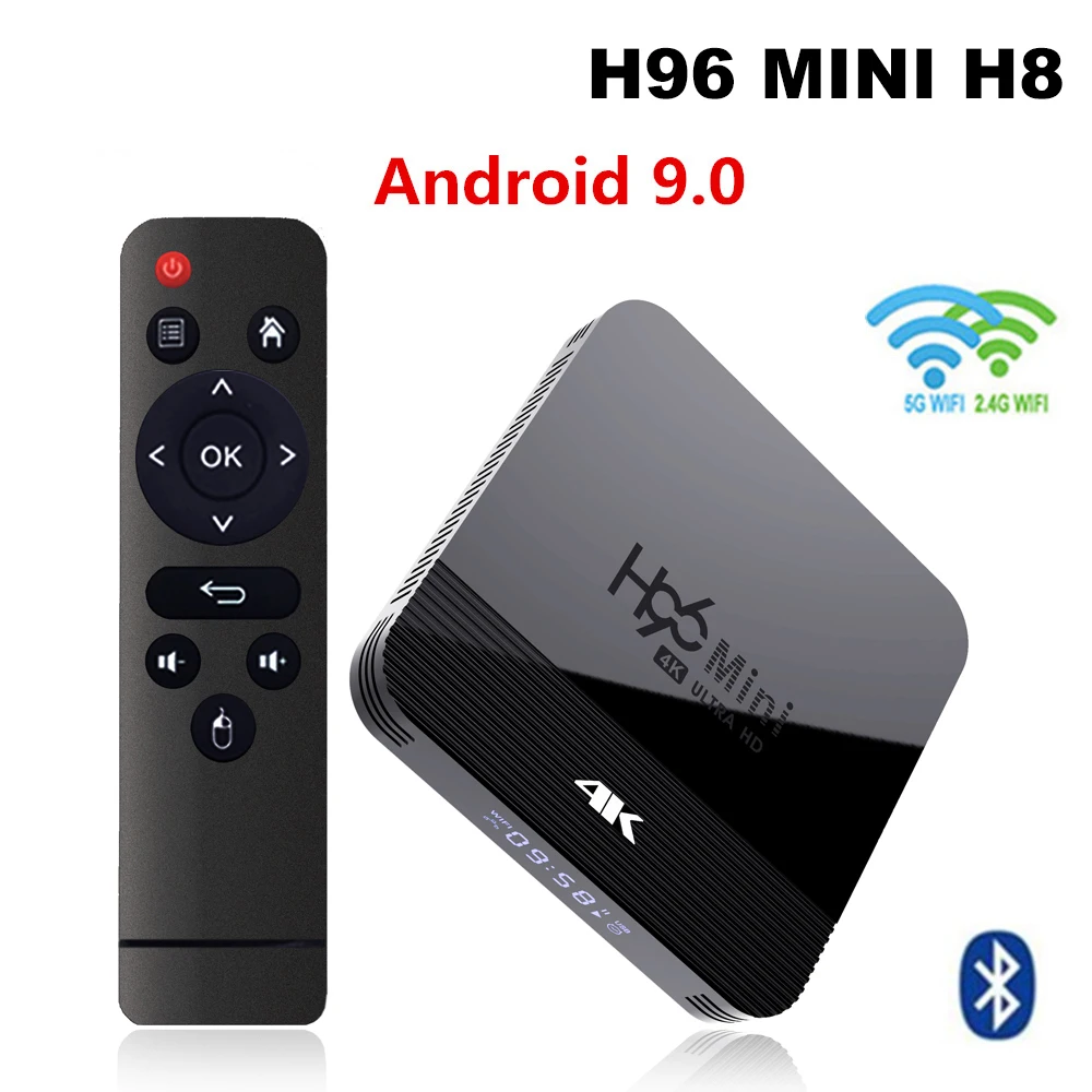 Smart TV Box H96 мини H8 Android 9 0 2G/16G RK3228A 2 4G/5G двойной WI FI BT4.0 4K HD Смарт медиаплеер ТВ Декодер