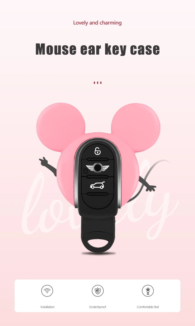 Для Mini Cooper F54 F55 F56 F57 F60 Clubman Countryman One S JCW чехол для ключей в виде мышки, бантик-ушки, милый чехол для ключей в автомобиле, защитные аксессуары