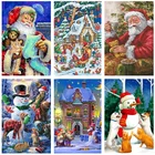 Алмазная живопись с Санта-Клаусом, снеговиком, планкой 5D