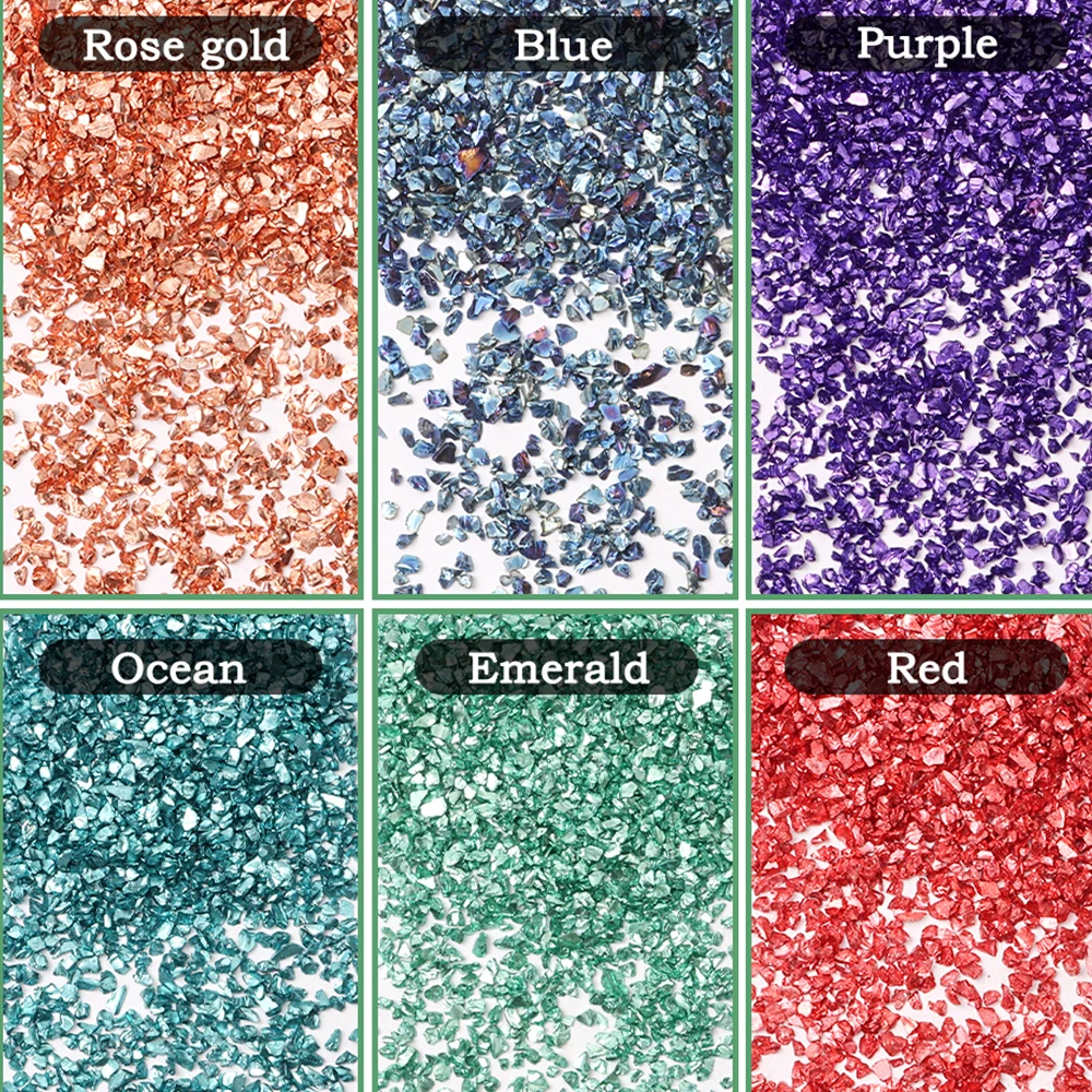 

Crushed Glass Craft Glitter for Resin,Irregular Metallic Crystal Chips Sprinkles Chunky Glitter Shiny Nail Sequins