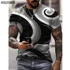 Футболка мужская оверсайз с круглым вырезом, модная тенниска с короткими рукавами, повседневная майка с яркими геометрическими рисунками, летняя спортивная одежда