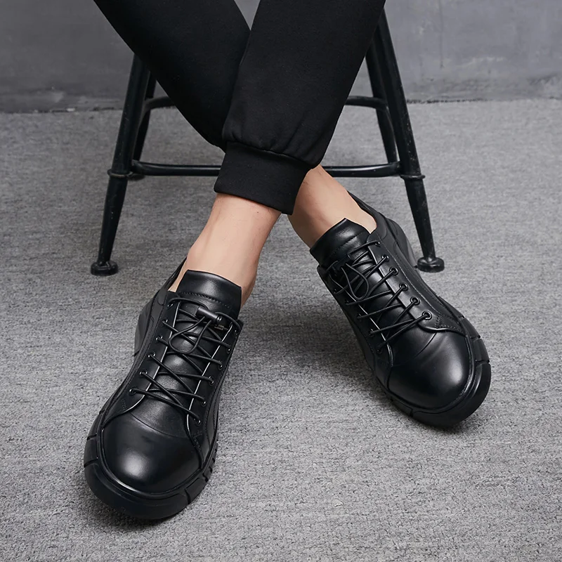 

Genuine Leather Fall Men Casual Loafers outdoor Men Lace-up Comfortable Soft Young Men Trend Sneakers shoes big szie 48 a4