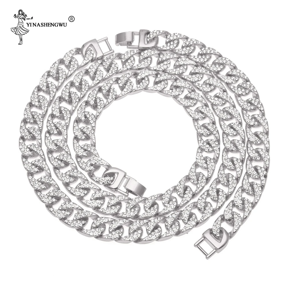 Ожерелье мужское с покрытием из серебра и золота со стразами 13 мм|Цепочки| |