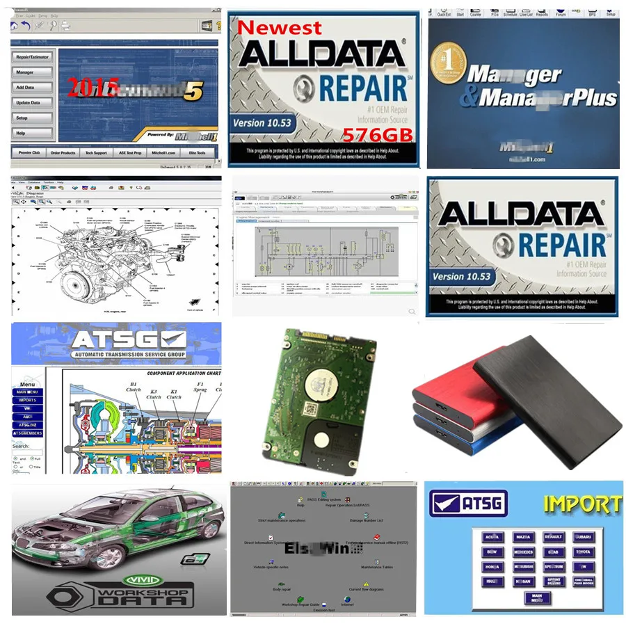 2021 Hot Auto repair software Alldata 10.53v mit...ll OD5 vivid workshop atsg Elsa-Win 49 in 1tb hdd usb3.0 alldata | Автомобили и