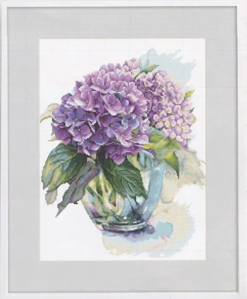 

Набор для вышивки крестом Ваза с гортензиями, 2-39-47, 11CT 14CT