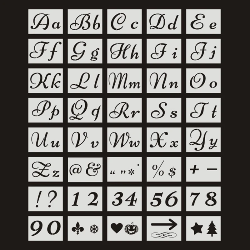 40pcs Set English Letter Stencils for Painting Mould Alphabet Signs Calligraphy Font Upper Lowercase Letters Reusable S7 | Дом и сад