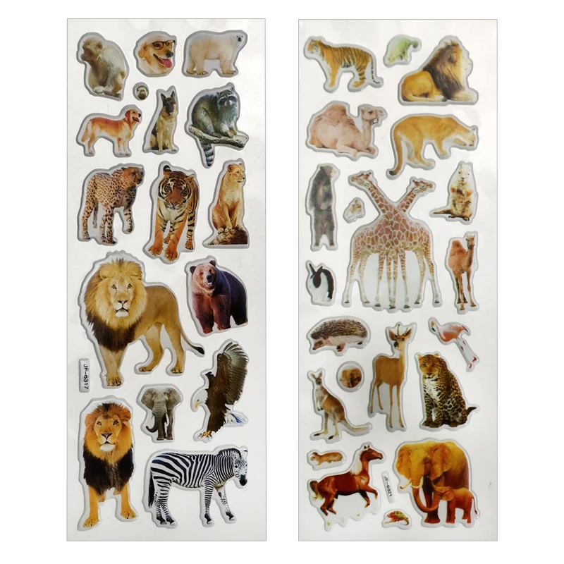 10 hojas 3D animales pegatinas juguetes para los ni&ntilde;os en los recortes del ordenador port&aacute;til del tel&eacute;fono regalos animales Panda le&oacute;n Tigre pegatina-3